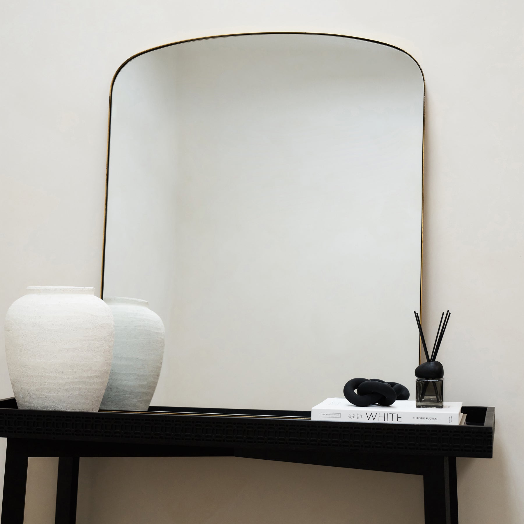 Bowness - Gold Contemporary Arched Metal Wall Mirror 90cm x 75cm