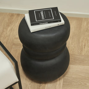 top-down view of Minimal Onyx Side Table decorated with books