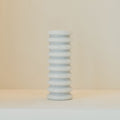 Varella - Large White Marble Ribbed Decorative Vase 25cm