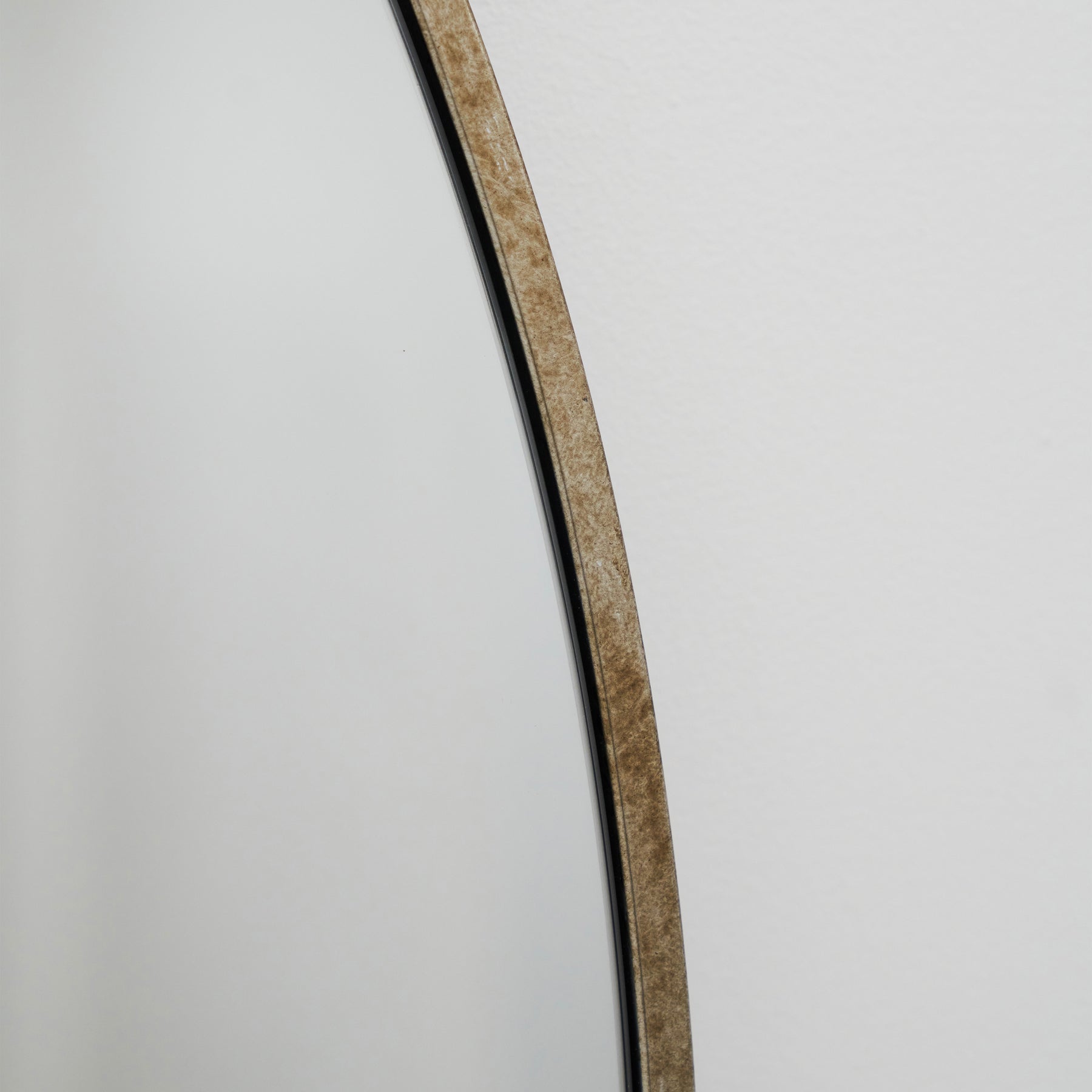 Champagne Full Length Arched Metal Mirror detail shot of frame