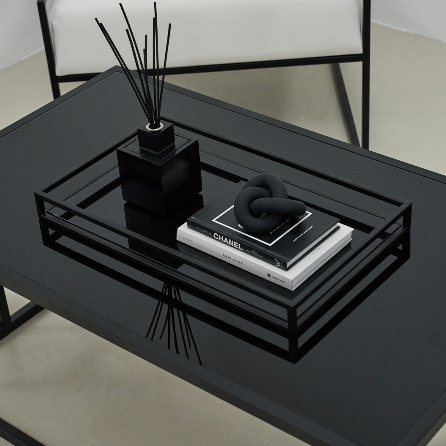 Rectangular Tray Black Modern Rectangle Tinted Mirrored Decorative Tray - Brooklyn