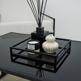Brooklyn - Black Modern Square Tinted Mirrored Decorative Tray