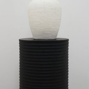 detail shot of vase on Minimal Onyx Ribbed Plinth