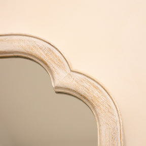 Full Length White Washed Wood Arched Mirror closeup of arch