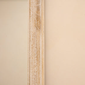 Full Length White Washed Wood Arched Mirror closeup of wood texturing