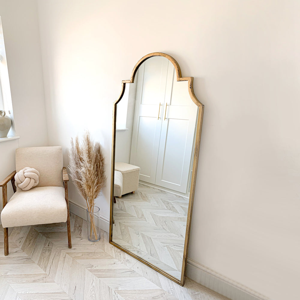 Gold Arched Metal Full Length Mirror 159cm x 70cm Alexandria