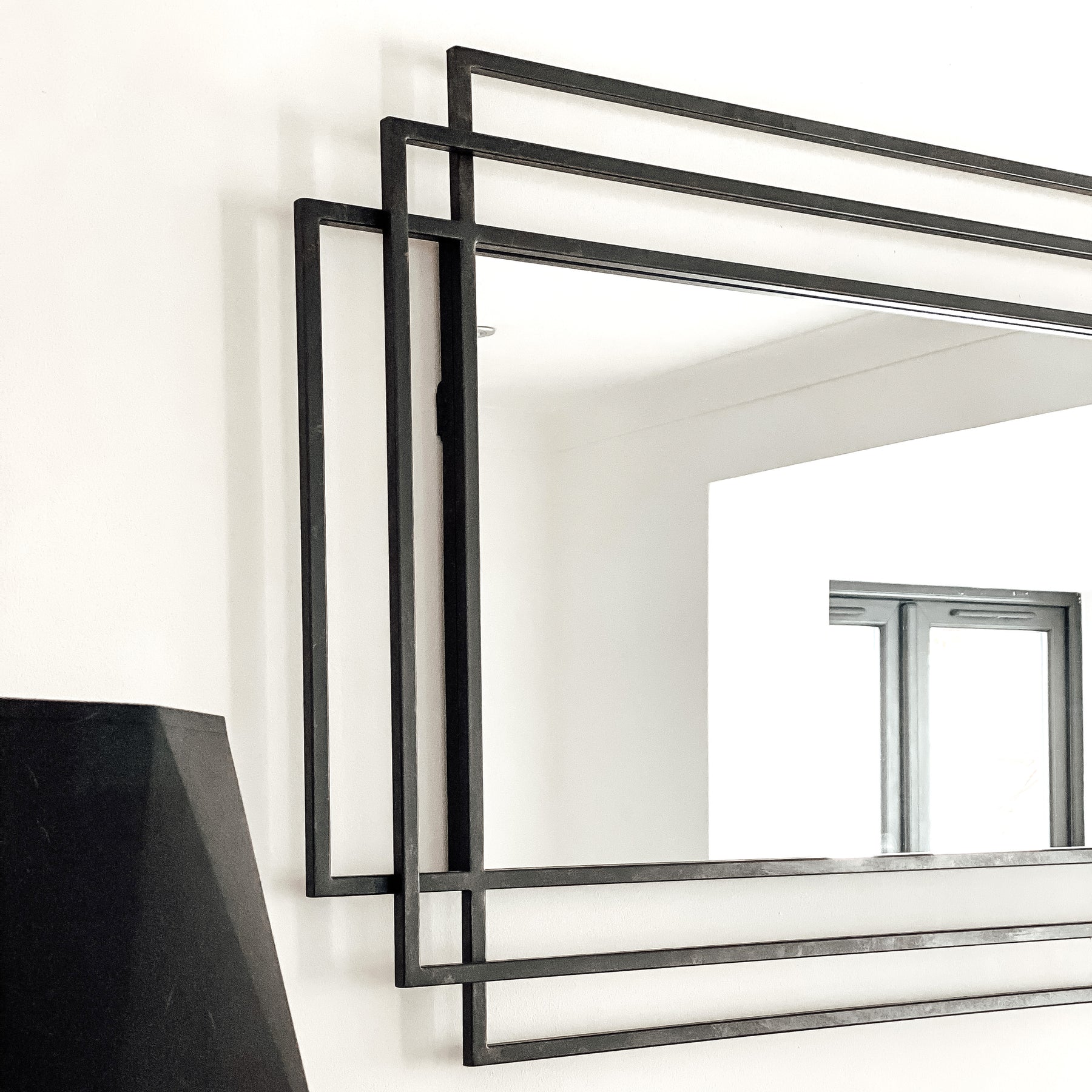 Amalfi - Large Black Rectangular Metal Mirror 140cm x 70cm