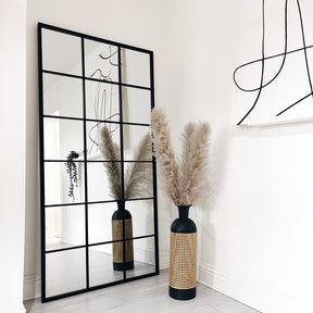 Brooklyn - Full Length Large Black Metal Window Mirror 180cm x 90cm