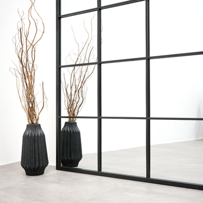 XL Full Length Black Metal Window Mirror 210cm x 120cm - Brooklyn