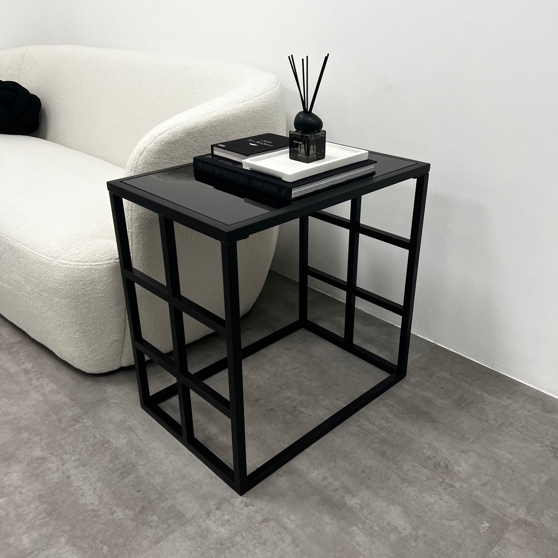 Modren Rectangular Side Table Black Modern Rectangle Tinted Mirrored Side Table - Brooklyn