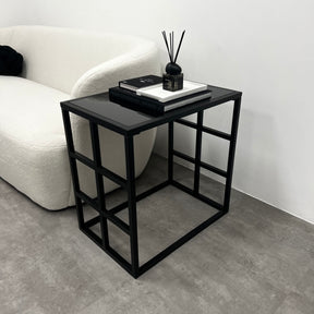 Brooklyn - Black Modern Rectangle Tinted Mirrored Side Table