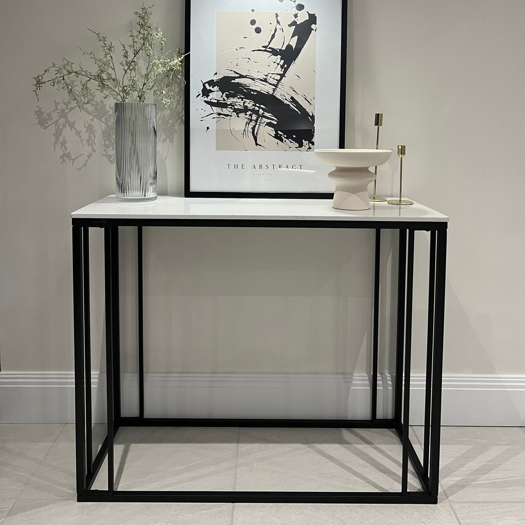 Casano - White Marble Effect Rectangular Console Table