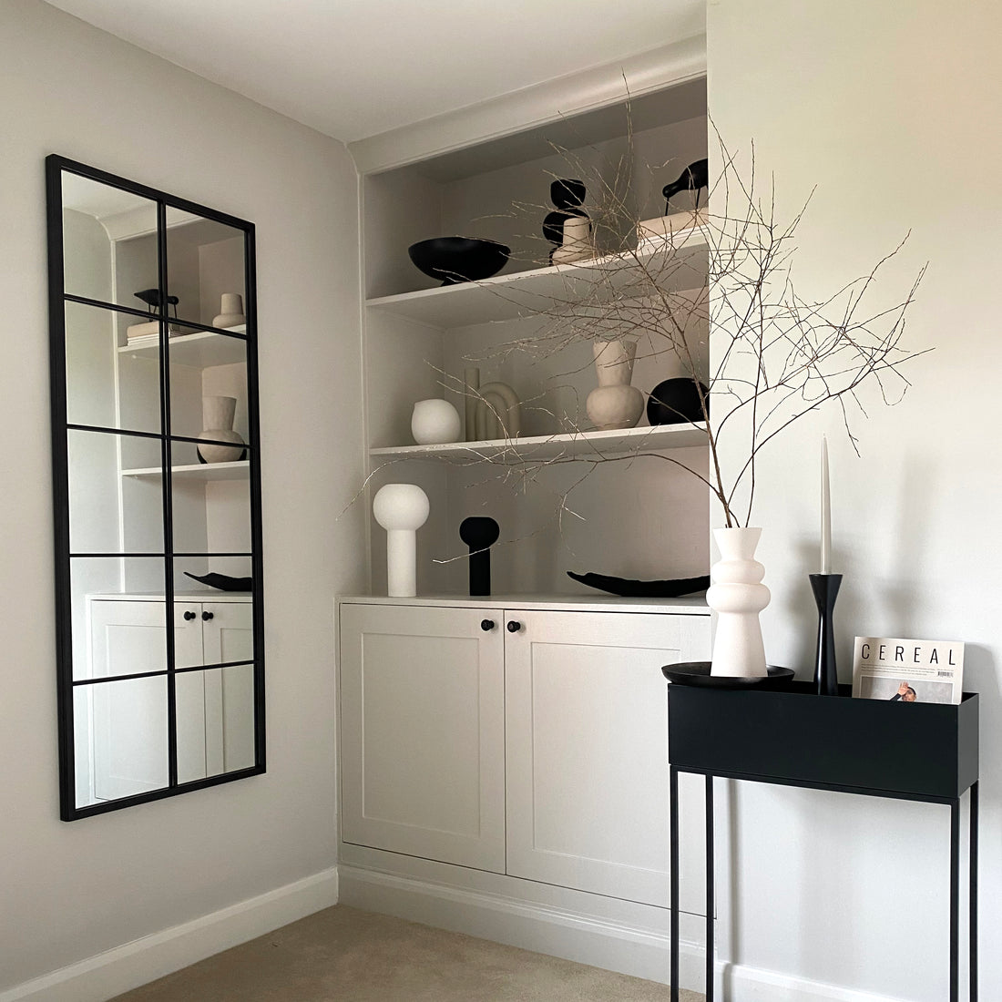 Black Industrial Full Length Metal Window Mirror 150cm x 60cm