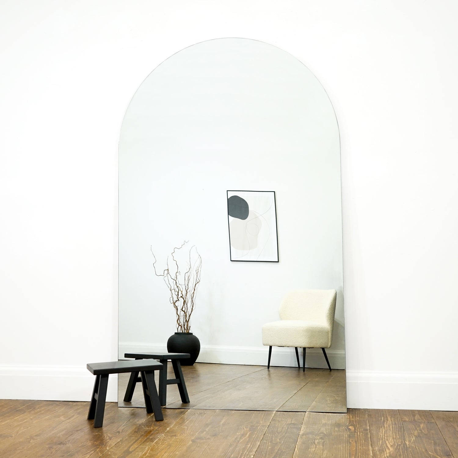 Extra Large Frameless Arched Full Length Mirror 179cm x 110cm - Edge