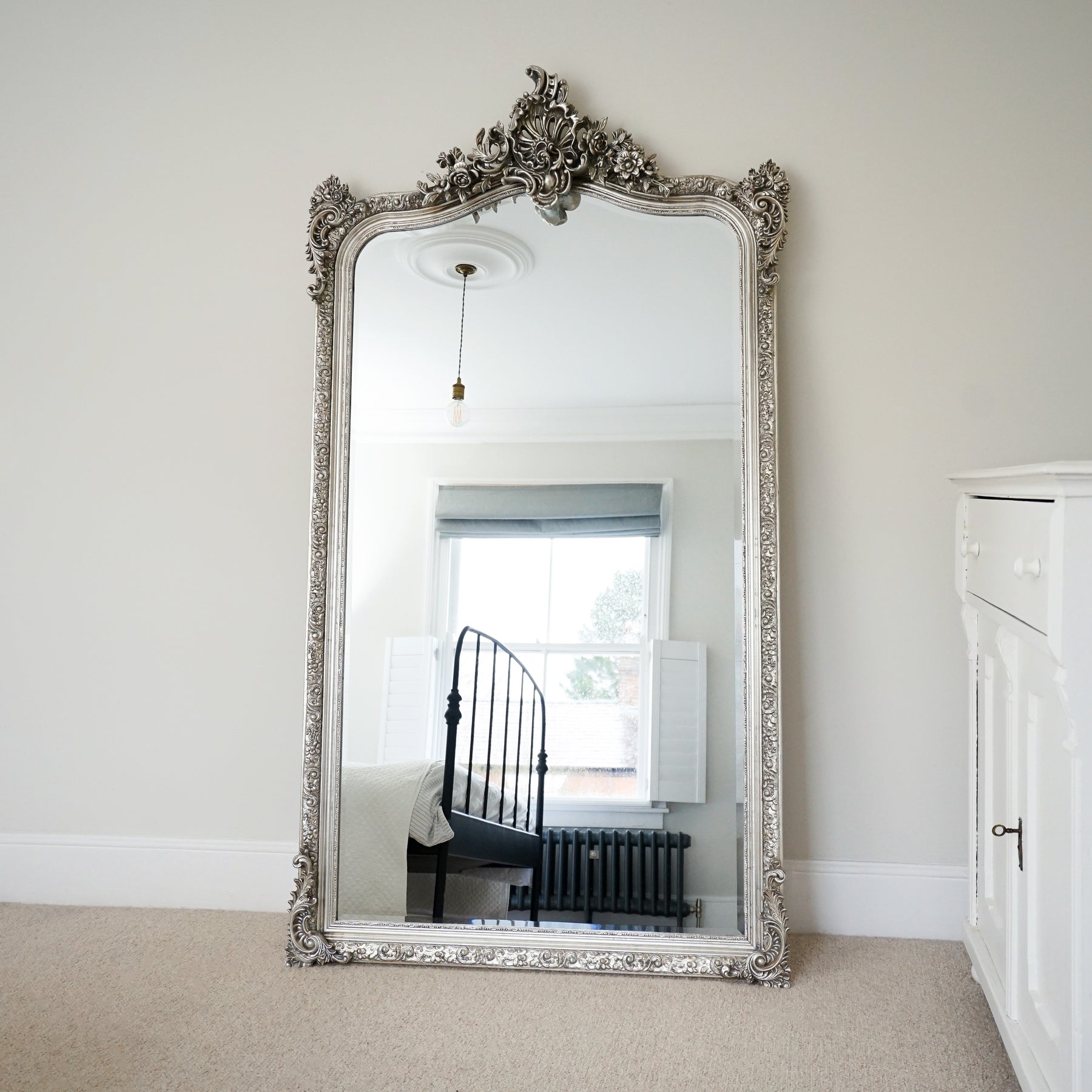 Francesca - Silver Arched Ornate Full Length Mirror 185cm x 100cm