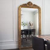 Full Length Gold Ornate Mirror as a dining room lean to