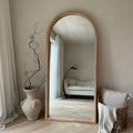 Lilia - Full Length Light Wood Arched Wooden Mirror 170cm x 80cm