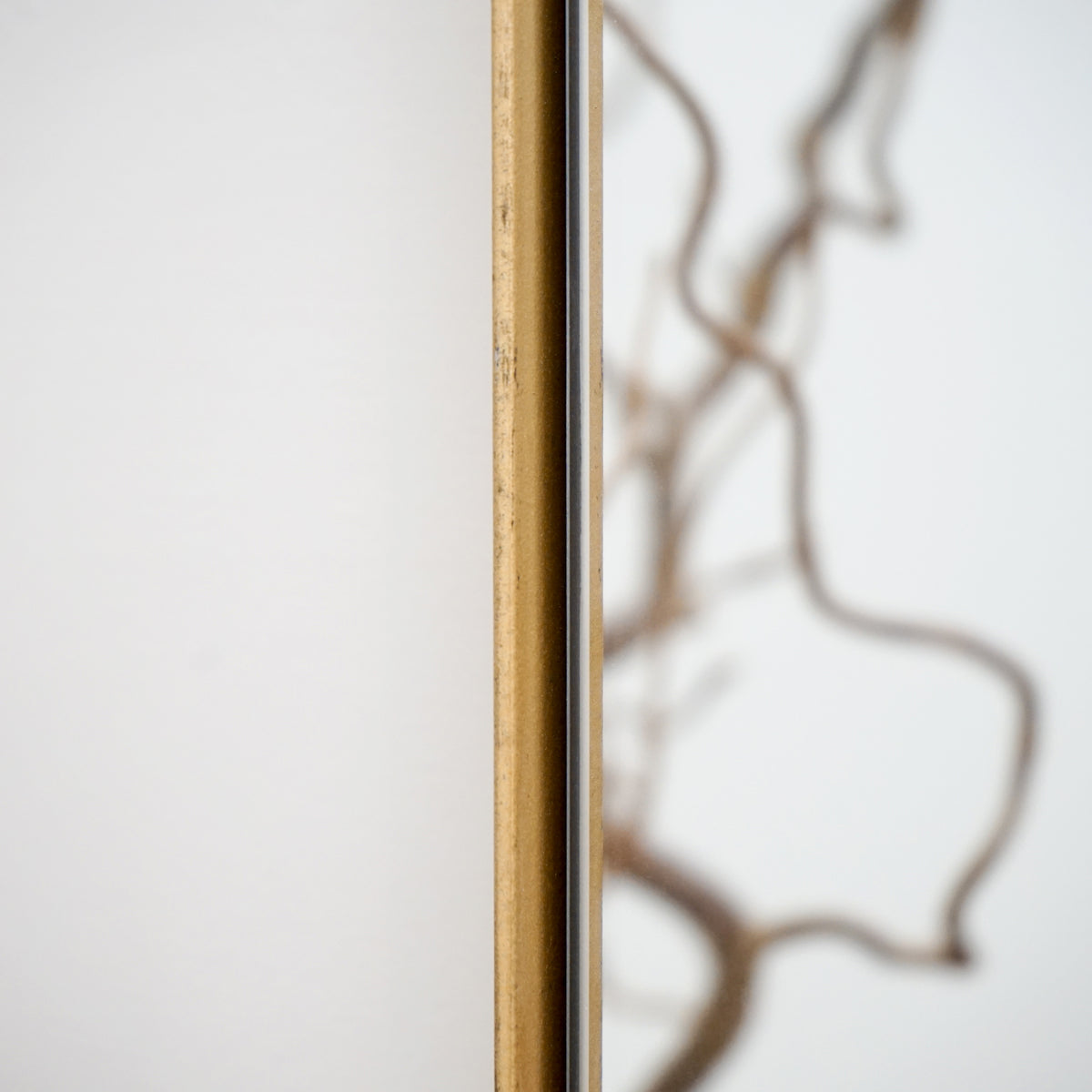 Detail shot of Full Length Gold Rectangular Large Metal Mirror frame side