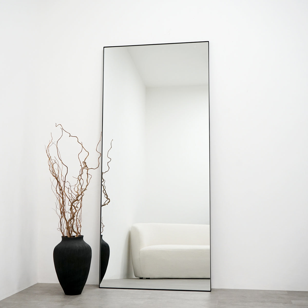 Theo - Grand miroir long rectangulaire en métal noir 179 cm x 80 cm