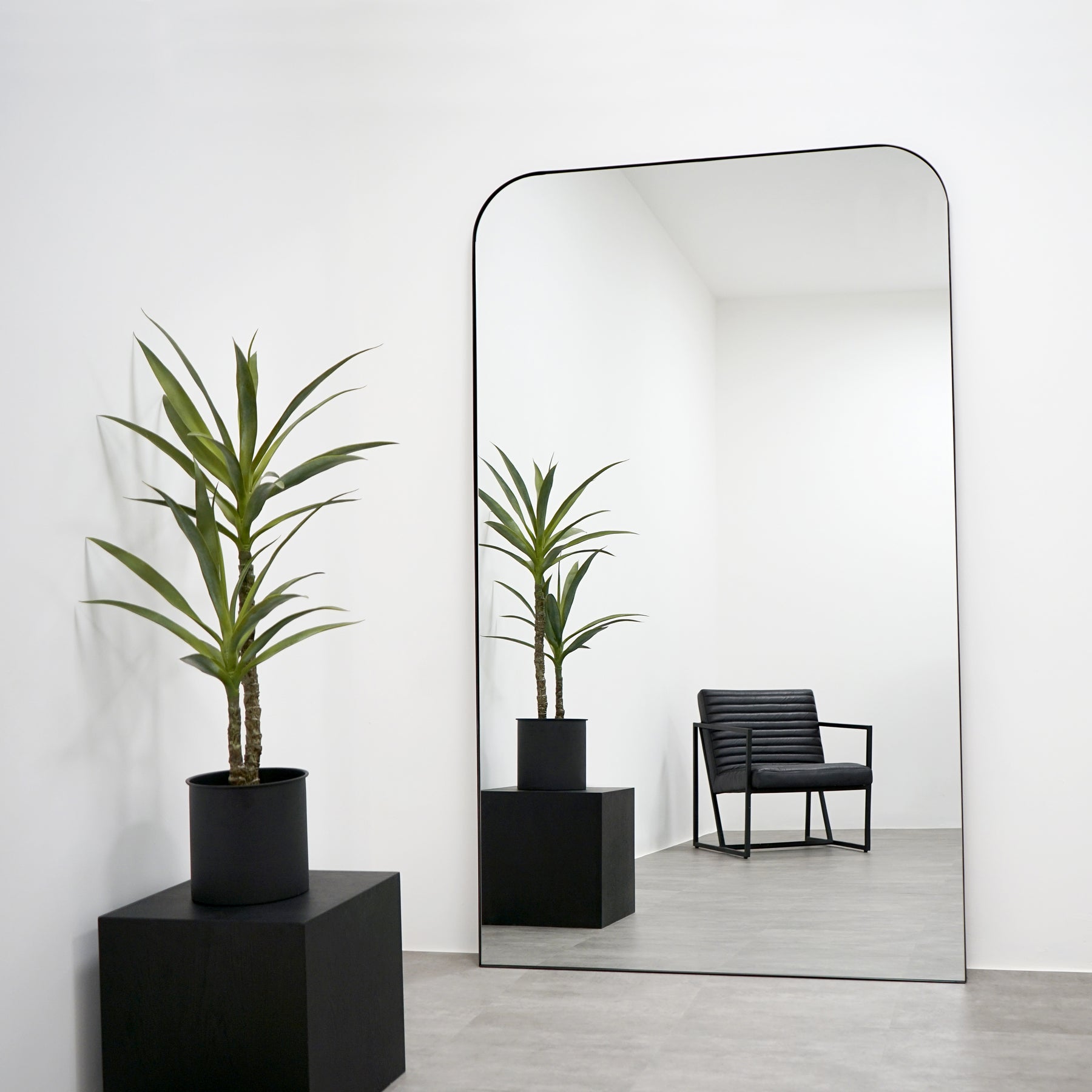 Theo - Full Length Black Curved Metal Extra Large Mirror 200cm x 120cm