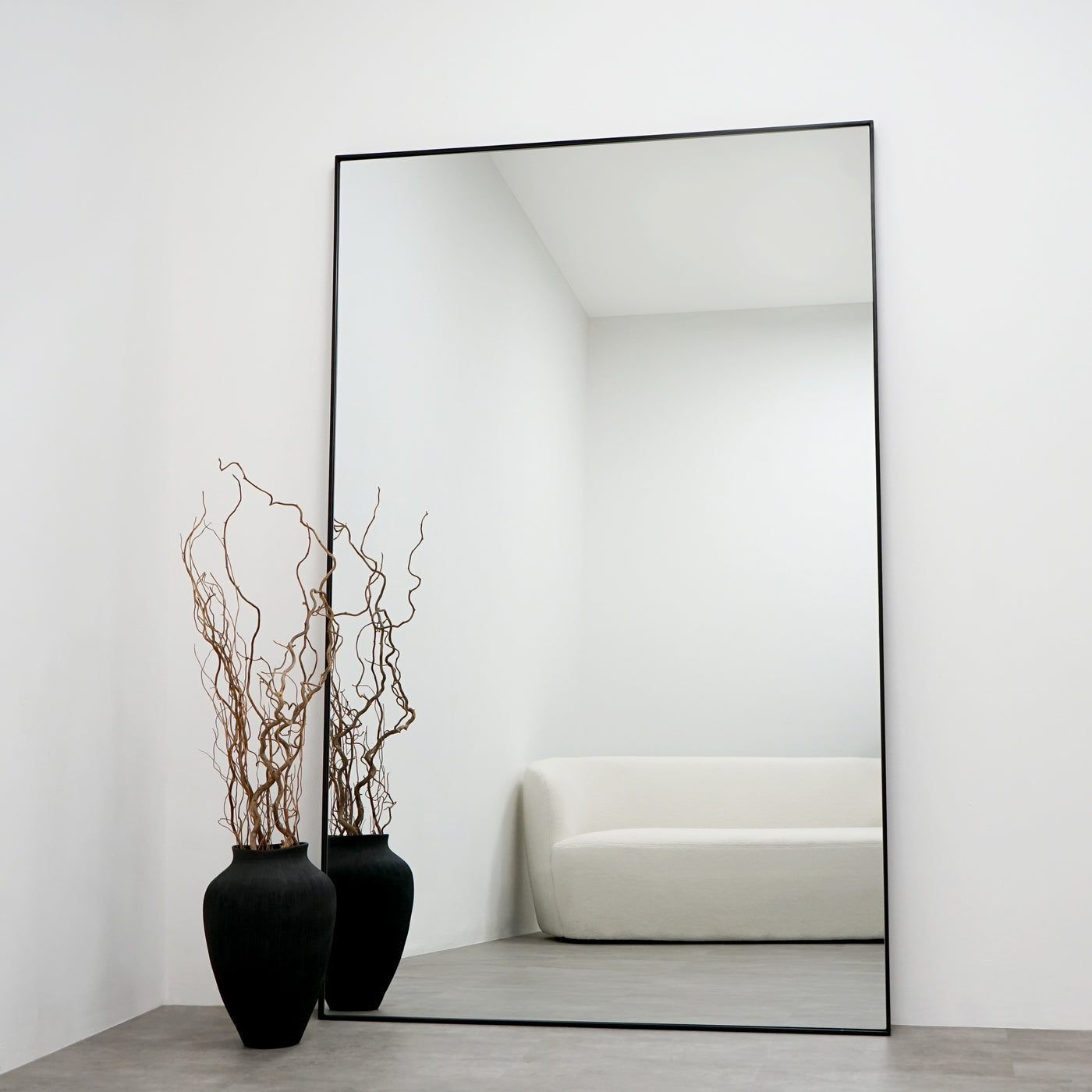 Full Length Black Extra Large Metal Mirror 190cm x 120cm Theo