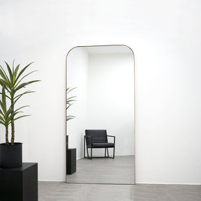 Theo - Full Length Gold Curved Large Metal Mirror 180cm x 90cm
