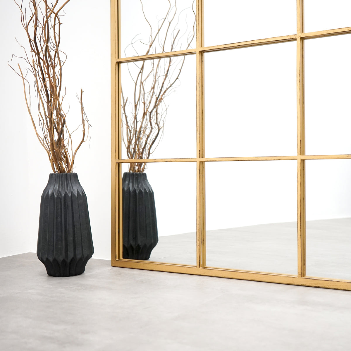 Brooklyn - Full Length Extra Large Gold Industrial Metal Window Mirror 210cm x 120cm
