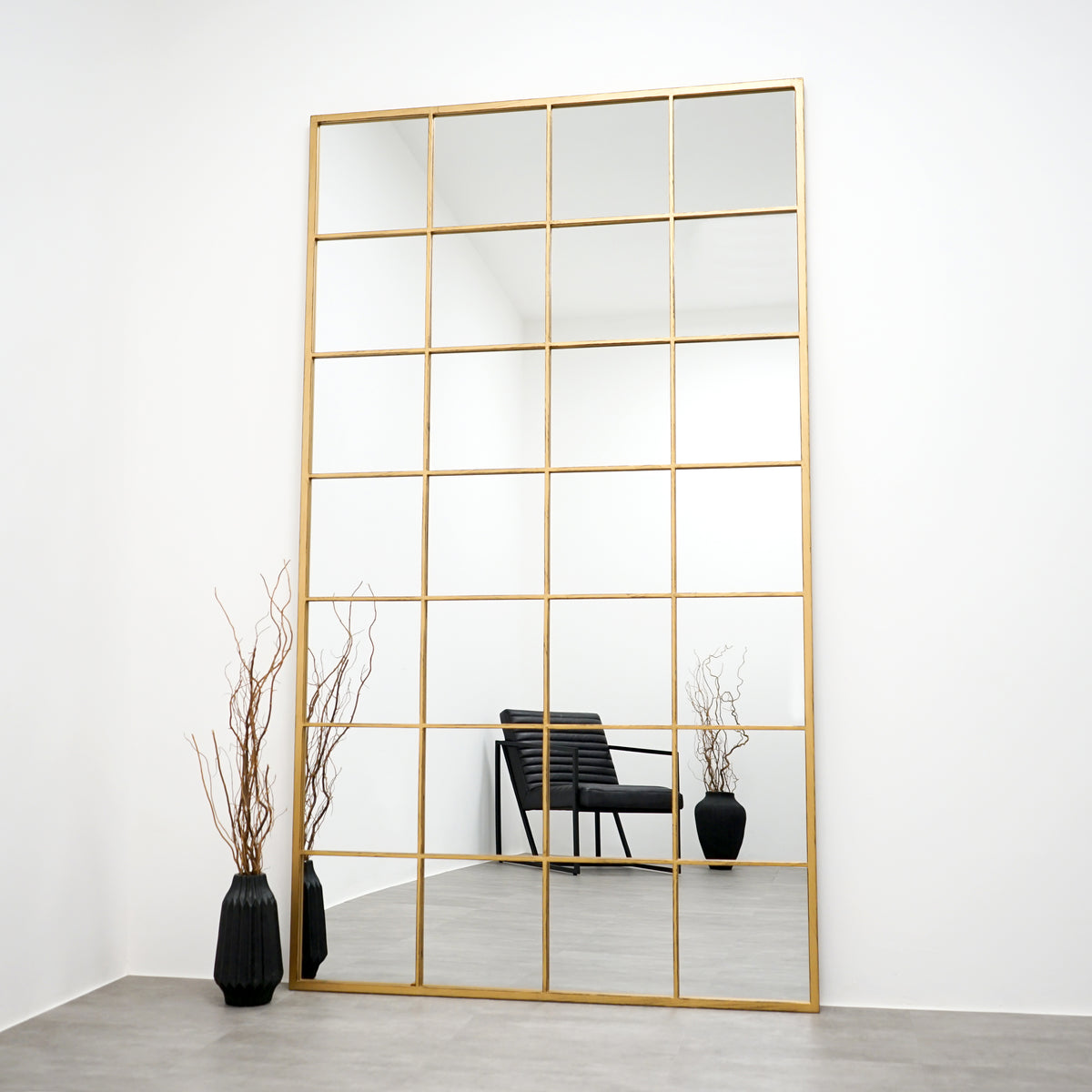 Brooklyn - Full Length Extra Large Gold Industrial Metal Window Mirror 210cm x 120cm