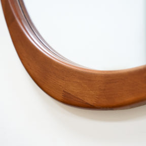 Walnut Organic Irregular Wooden Wall Mirror detail shot of frame