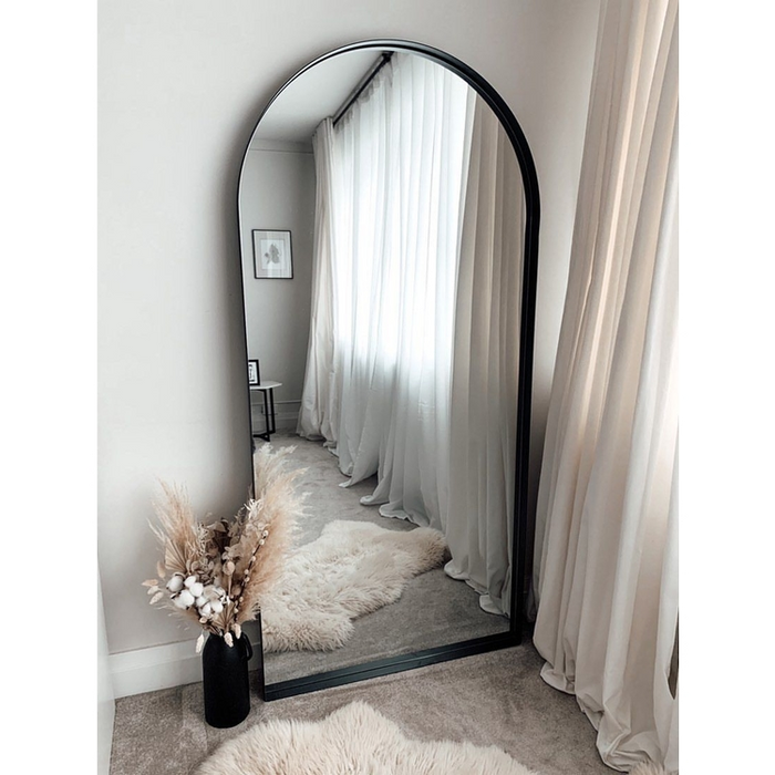 Full Length Arched Black Large Metal Mirror 170cm x 80cm Arcus