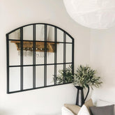 Bridgewater - Black Industrial Arched Metal Window Mirror 120cm x 80cm