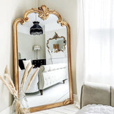 Full Length Extra Large Gold Ornate Mirror in living room