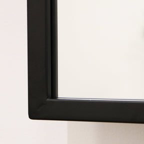 Black Industrial Full Length Metal Window Mirror detail shot of corner